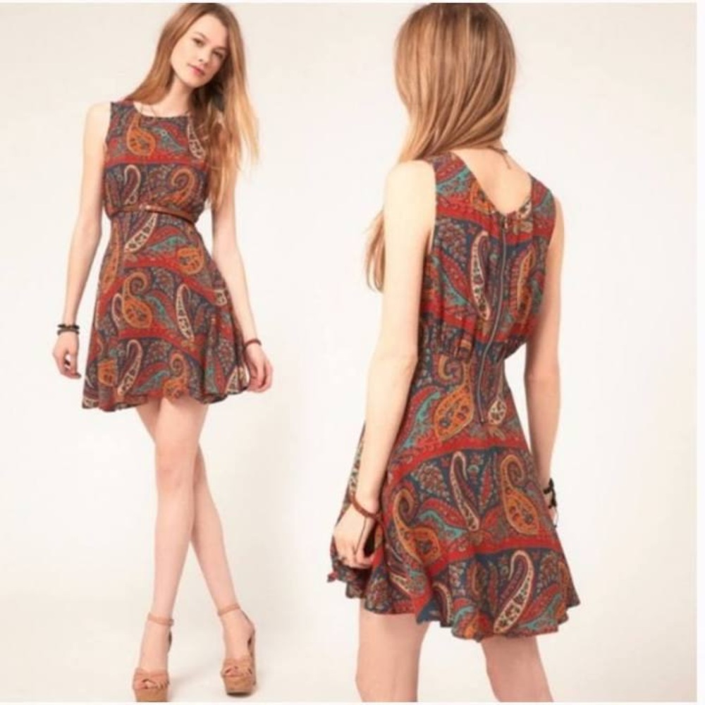 FREE PEOPLE Size 0 Paisley Sleeveless Mini Dress